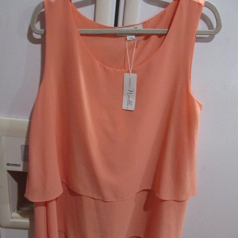 Simply Noelle Layered peach chiffon poly Tank Top tunic new m l